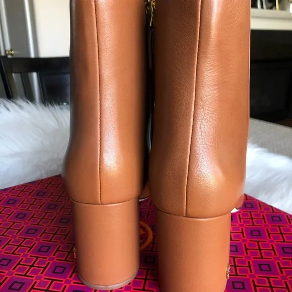 Tory Burch Brooke 70MM Bootie Calf Leather Tan 8